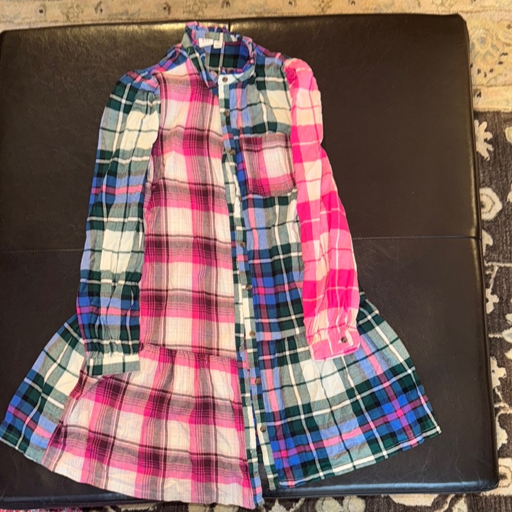 Colorful Plaid Button-Up Dress